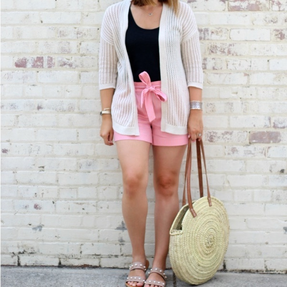 Ann Taylor LOFT Paperbag Waist Striped Shorts - Picture 3 of 14